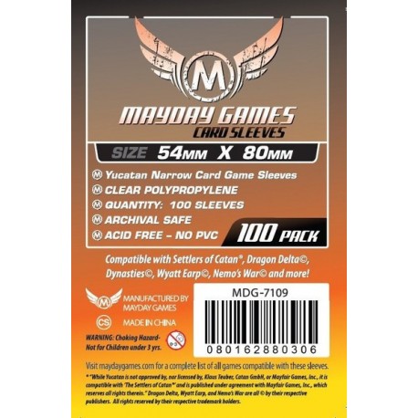 Mayday Games Card Game Sleeves  (Pack of 100) 54 X 80 MM