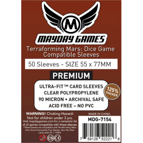 Mayday Games Premium Terraforming Mars: Dice Game Compatible Sleeves (Pack of 50) 55x77mm