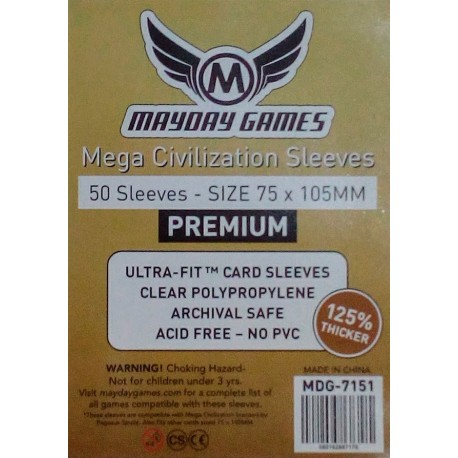 Premium Mega Civilization Sleeves 75x105mm (pack of 50)