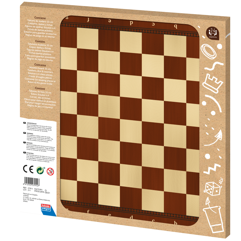 Tablero Ajedrez-Damas 40 Cm