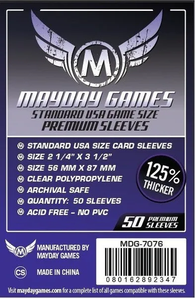 Mayday Games Premium Card Game Sleeves  (Pack of 50) USA 56 MM X 87 MM