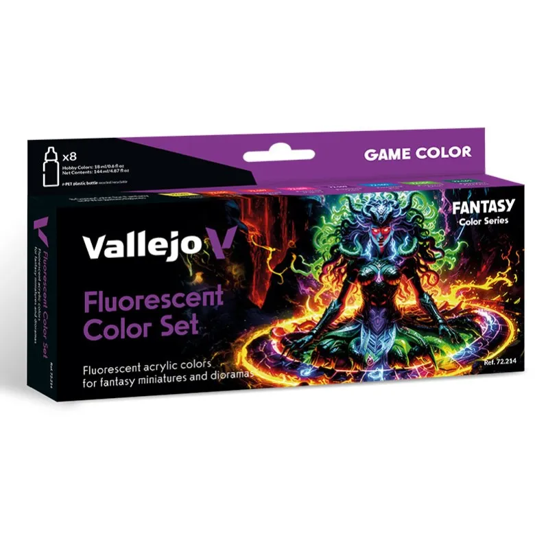 Vallejo Set 8 Game Color Fluorescent Color Set 18 ml